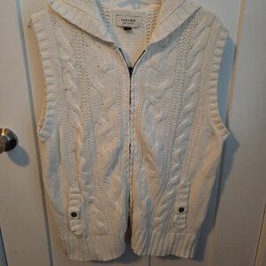 Sonoma Women's Cable Knit Hooded Vest - Cream